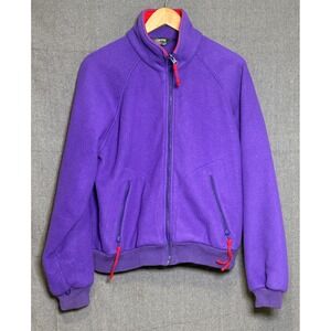 Sierra Sport Women Purple Fleece‎ Full Zip Jacket Mock Neck Vintage Size M